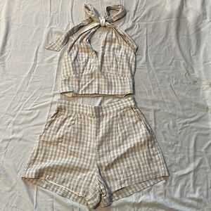 Matching Abercrombie shorts set with halter top.